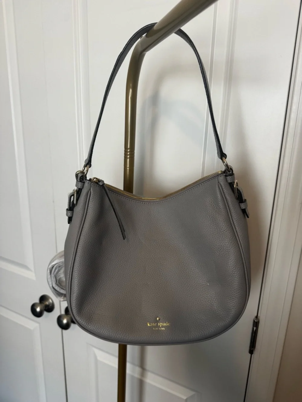 Kate Spade New York Staci Pebble Leather Shoulder Bag – Grey NWOT